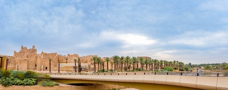 Diriyah Old city Panorama Daylight in the Morning , Al Bujairi , Riyadh , KSA